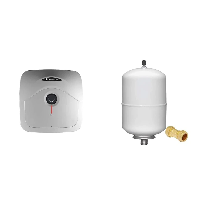Ariston Andris R 15 L Undersink Electric Water Heater, 3kW, Control Unit, B Class ErP Rating, Economy “E” Setting, Manufactured to be Installed in UK & KIT A 2L Expansion Vessel & Non-Return Valve