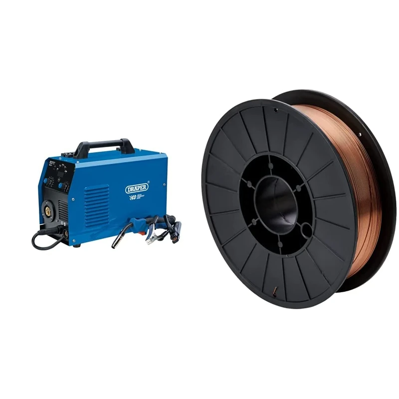 Draper 70047 Gas/Gasless MIG Inverter Multi-Welder DTi, 160A, Blue, One Size & GYS 086128 0.8mm 5Kg Steel MIG Wire