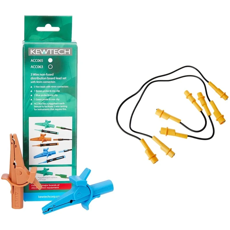 Kewtech ACC065 Non fused Distribution test leads for KT64/A and KT65 & JUMPLD1 Jumper link leads for insulation, R1 and R2 testing Board