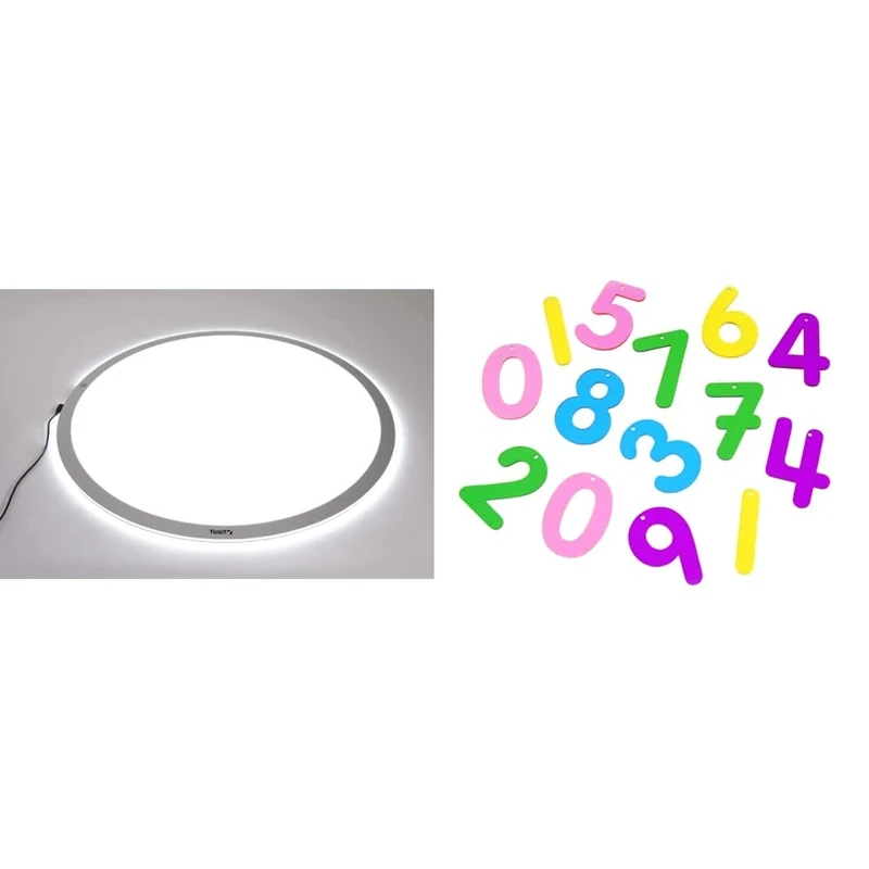 TickiT 73054 60cm Round Light Panel for Children, Schools and Artists. 600mm Dia. & 72421 Rainbow Number, 70