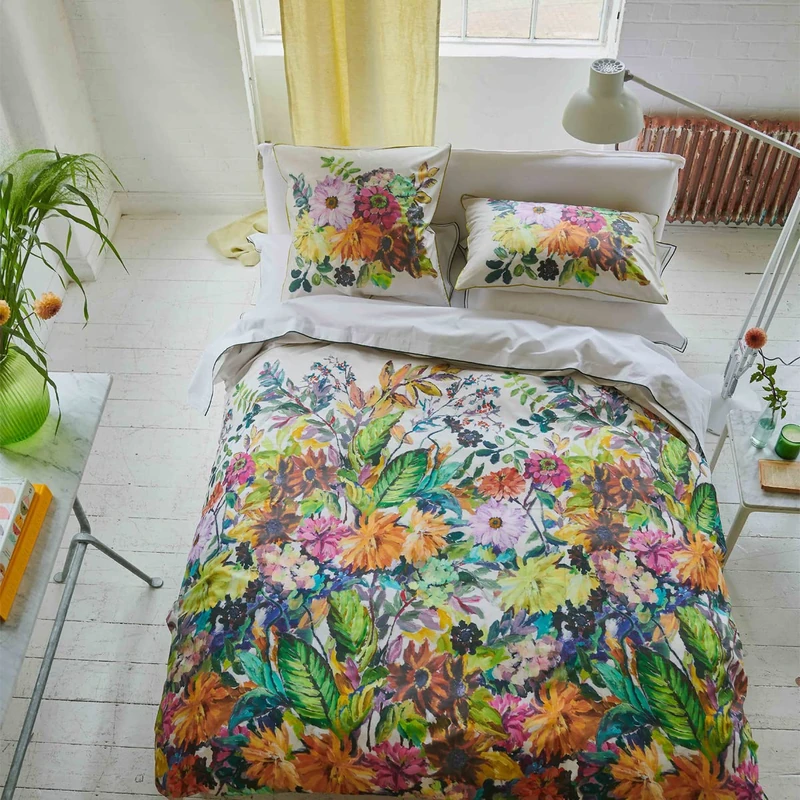 Designers Guild Printed Cotton Percale Duvet Cover, Glynde Coral 240 x 220 cm