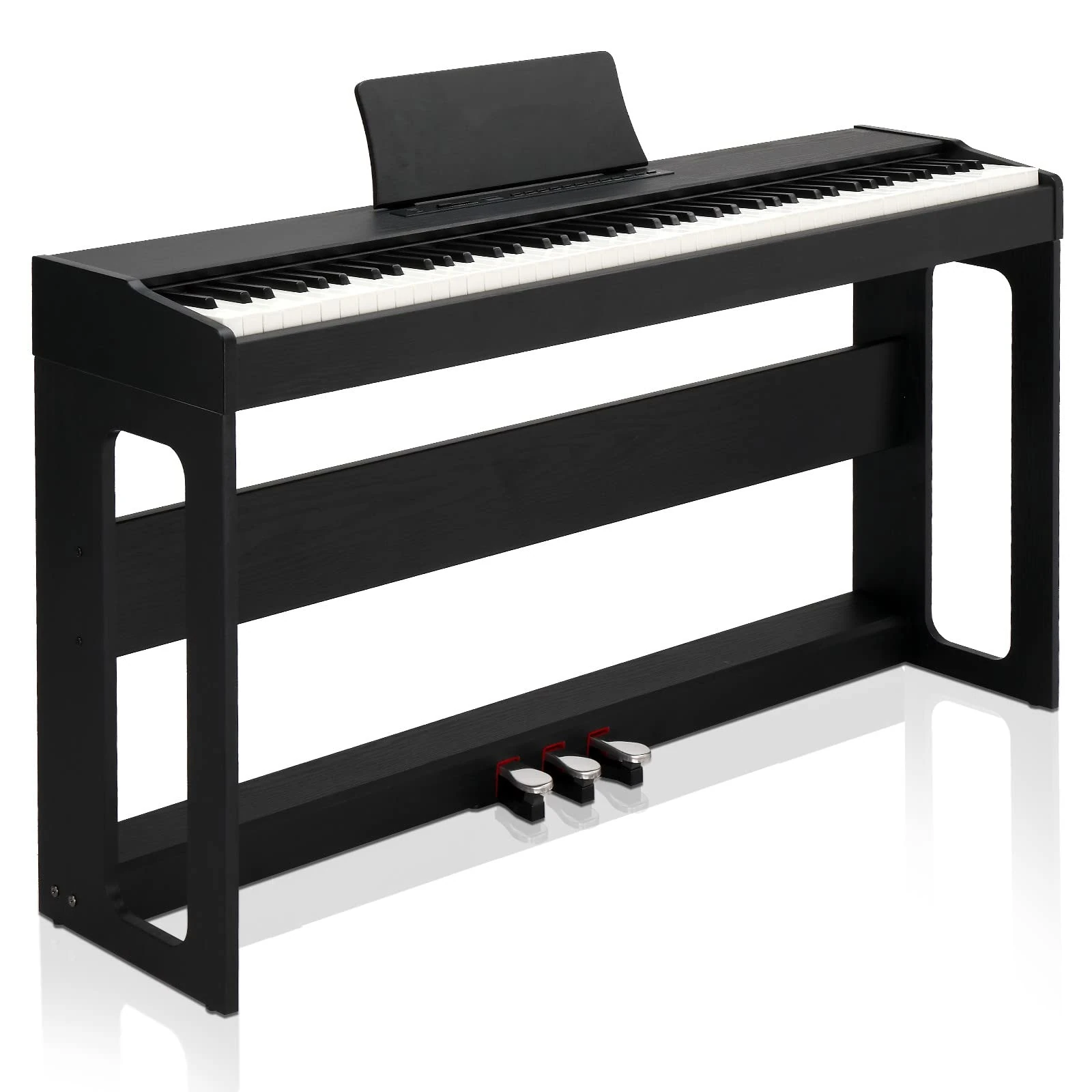 LALAHO Digital Piano 88-Key Weighted Action Electric Piano with 3-Pedal Unit, Double Bluetooth, Split/Touch/Transpose Control Functions(Black)