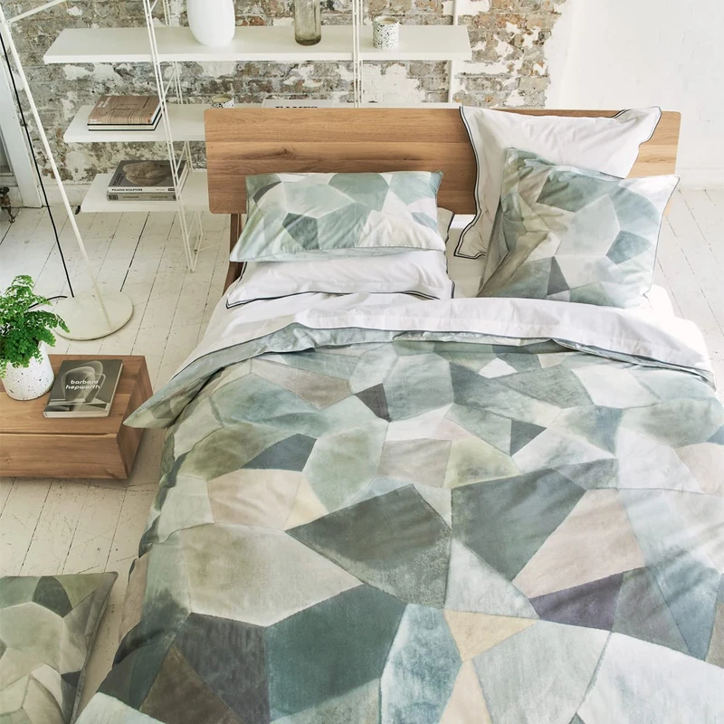 Designer Guild Printed Duvet Cover in Cotton Percale - Modern Geo Pewter, 240 x 220 cm