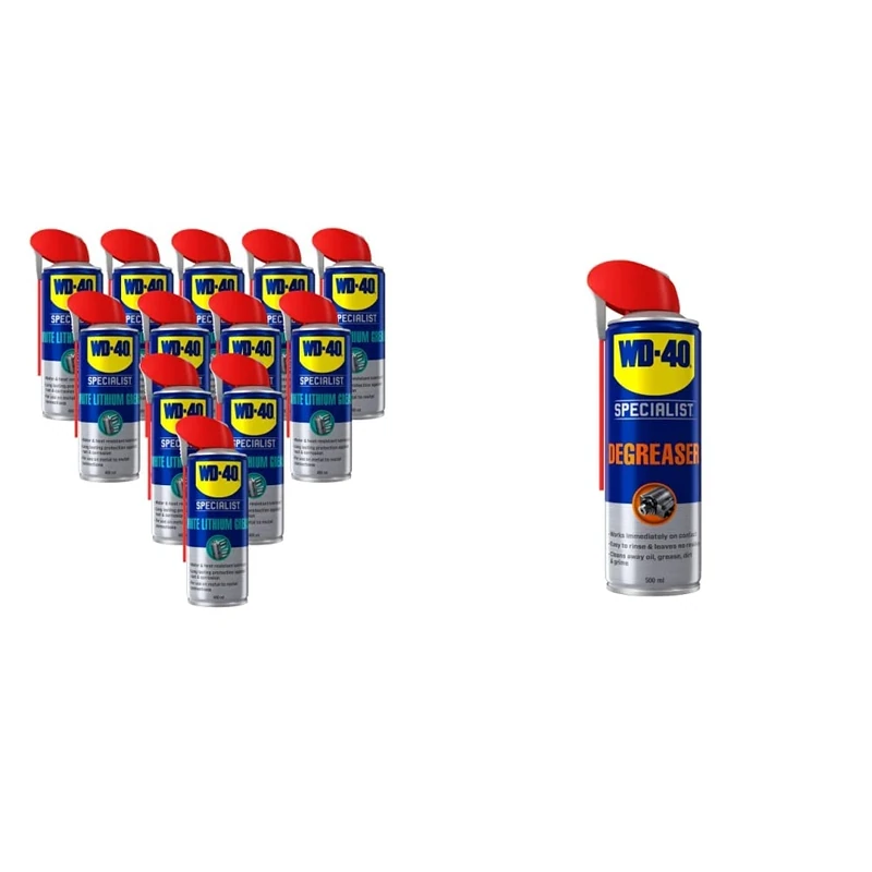 WD-40 Specialist White Lithium Grease Smart Straw & Specialist Degreaser Spray - Professional Strength, Heavy Duty Cleaner & Degreaser For Tough Grease & Grime