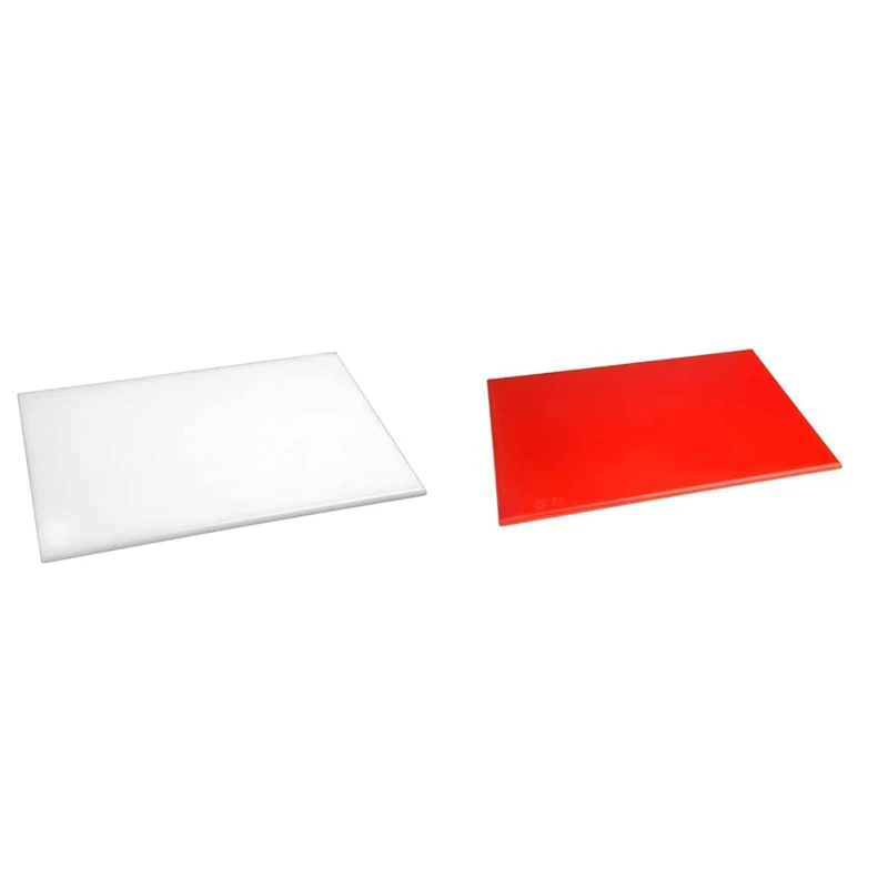 Hygiplas Standard High Density White Chopping Board for Bakery - 45x30cm & Standard High Density Red Chopping Board for Raw Meat - 45x30cm