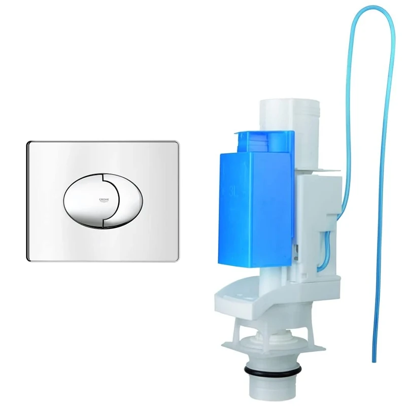 GROHE 38506000 | Skate Air WC Wall Plate, Chrome & 42314000 AV1 Complete, White, Small