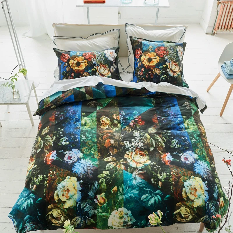 Printed Cotton Satin Duvet Cover, Minakari Cobalt, 140 x 200 cm, Designers Guild