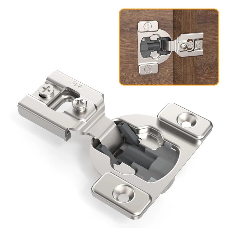 Chibery 30 Pack 9/16" Overlay 4D Concealed Hinges for Face Frame Door, Soft Close On/Off Switch, Self Closing, 105° Open Angle Concealed Stainless Steel Hinges for Framed Cabinet, Satin Nickel