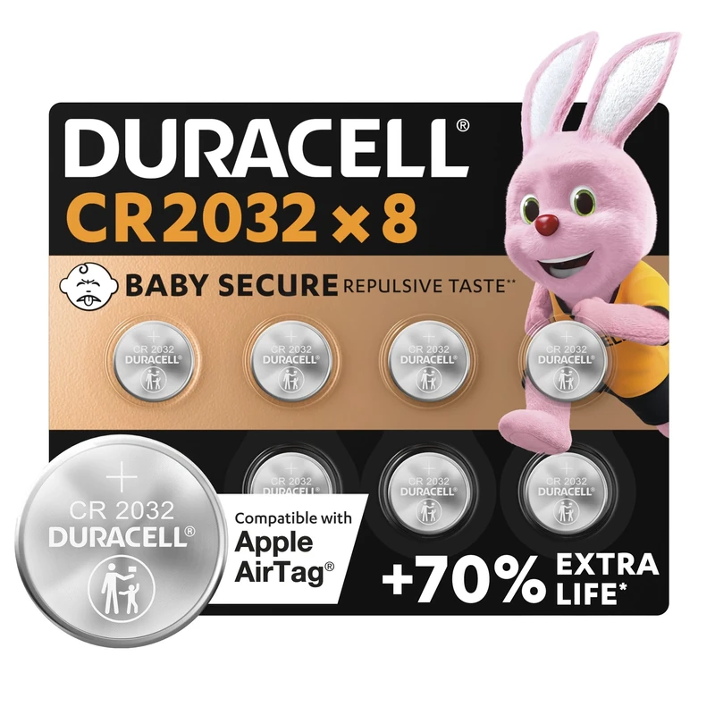 Duracell CR2032 8-Pack Lithium 3V Batteries - 2 Blister Packs of 4