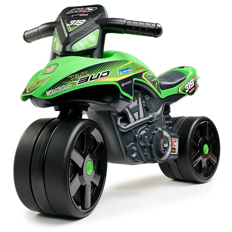 FALK - Bud Racing Motorcycle Balance Bike - Green - Safe Wide Wheels - From 2 Years - 40% Recycled Plastic - Made in France - 502BR