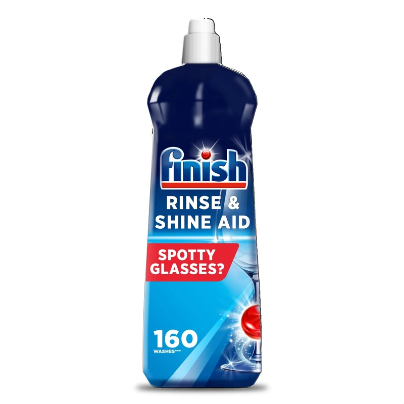 Finish, Dishwasher Rinse Aid, Fresh Rinse & Shine Cleaner, 800ml, Ultimate Clean & Diamond Shine, Glass Protection, Spot Prevention, Better Drying vs Finish Detergent Alone