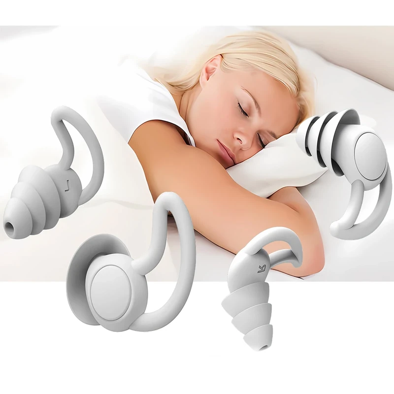 Ear Plugs for Sleeping Noise Cancelling Reusable Soft Silicone Earplugs for Sleeping, Snoring,Work & Studying Traveling Swimming(2 Pairs)