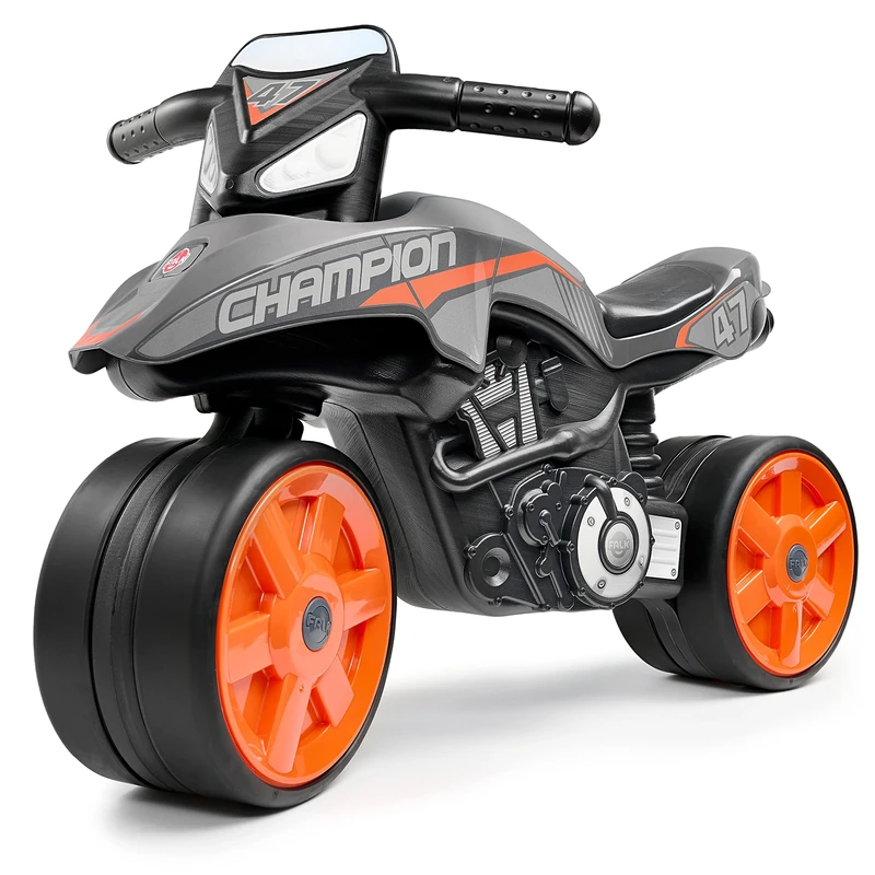 FALK - Moto Street Champion Balance Bike - Grey - Silent Wheels - Ages 2+ - 40% Recycled Plastic - Made in France - 541S