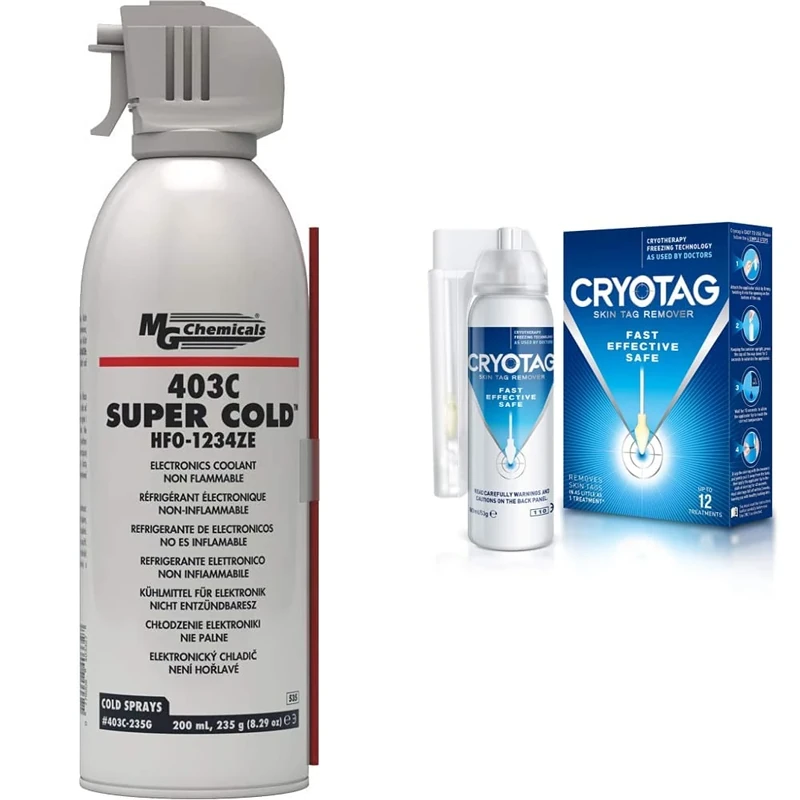 MG Chemicals 403C-235G Super Cold Spray, HFO-1234ZE, Clear & Cryotag Skin Tag Remover - Fast Effective Safe - up to 12 Treatments