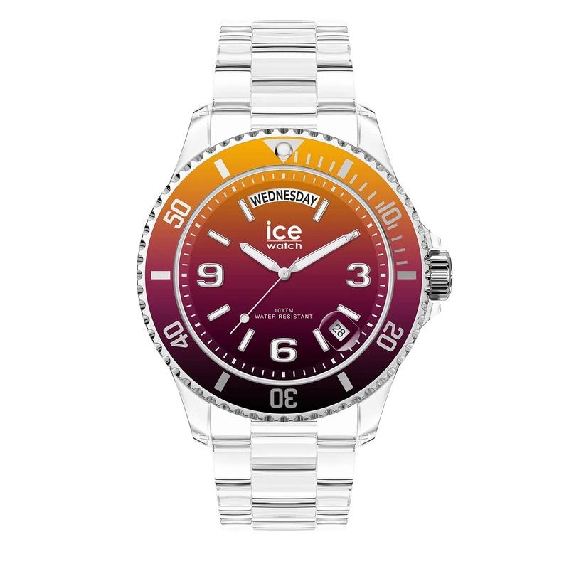 ICE-WATCH - ICE Clear Sunset Fire - Men's (Unisex) Wristwatch with Clear Plastic Strap - 021437 (Medium)