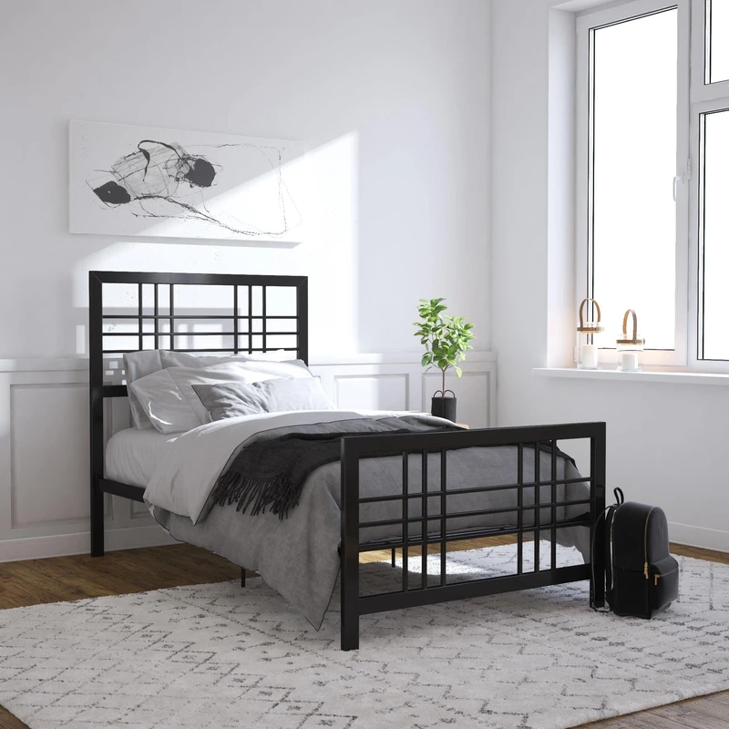 DHP Furniture Burbank Metal Bed Black Single