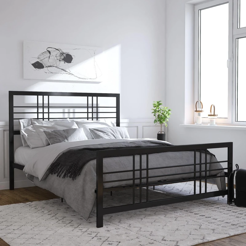 DHP Furniture Burbank Metal Bed Black King
