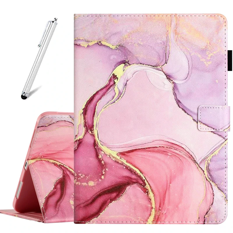 Fancity for iPad (A16) 11th Generation 11 Inch 2025, iPad 10th Generation 10.9 inch 2022, PU Leather Case with Kickstand Pencil Holder, Magnectic Cover with Smart Auto Wake/Sleep, Marble Pink