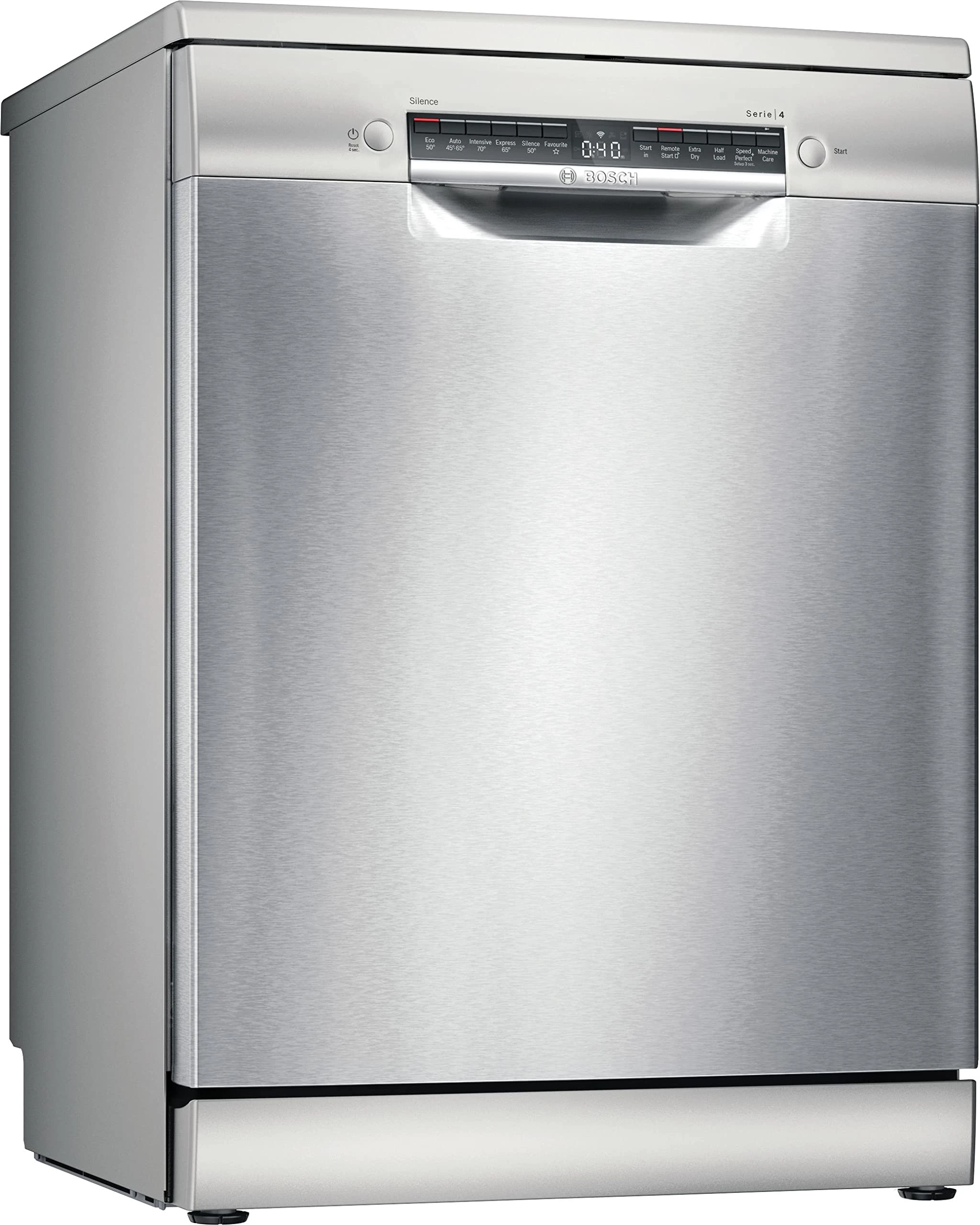 Bosch Home & Kitchen Appliances Bosch Series 4 SMS4HKI00G Dishwasher with 13 place settings, ExtraDry, Rackmatic, Silence Programme, Freestanding, Silver Inox