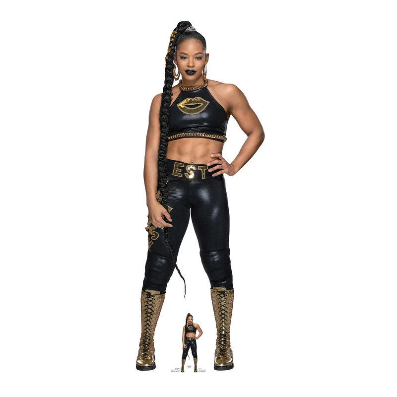 Star Cutouts SC4313 WWE Bianca Belair EST Black Outfit Lifesize Cardboard Cutout with Mini – Wrestling Party Decoration & Champion Fan Gift