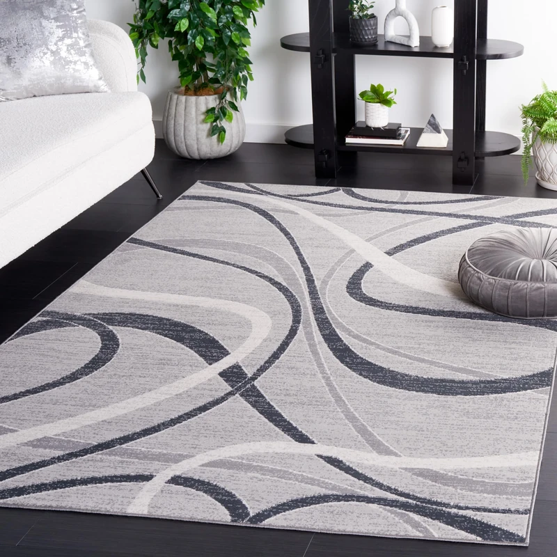 Safavieh Modern Rug for Living Room Dining Room Bedroom - Odyssey Collection Short Pile Grey and Ivory 244 x 305 cm
