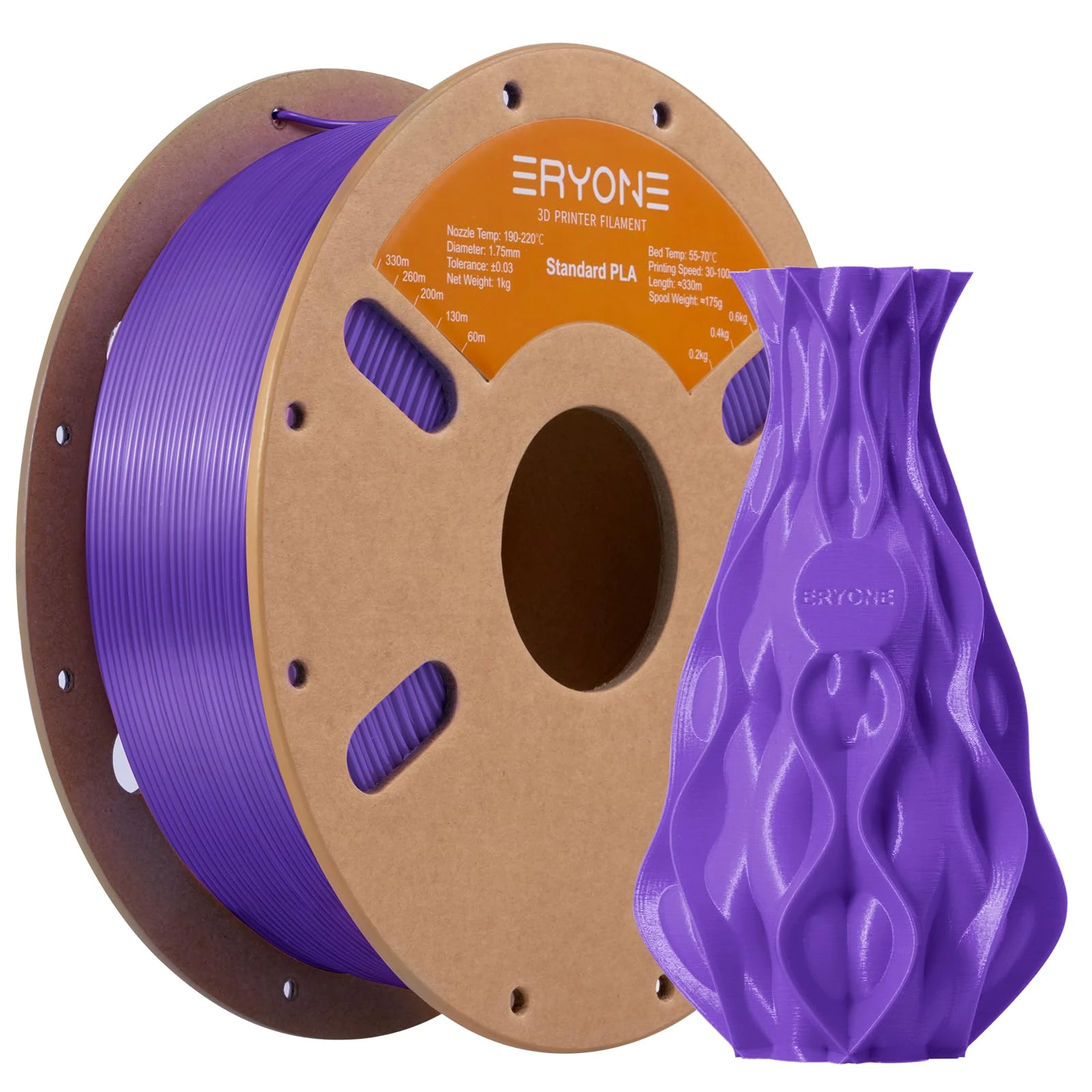 ERYONE PLA Filament 1.75mm, 3D Printer Filament PLA, Dimensional Accuracy +/-0.03mm, 1kg 1 Spool(2.2lbs), Dark Purple