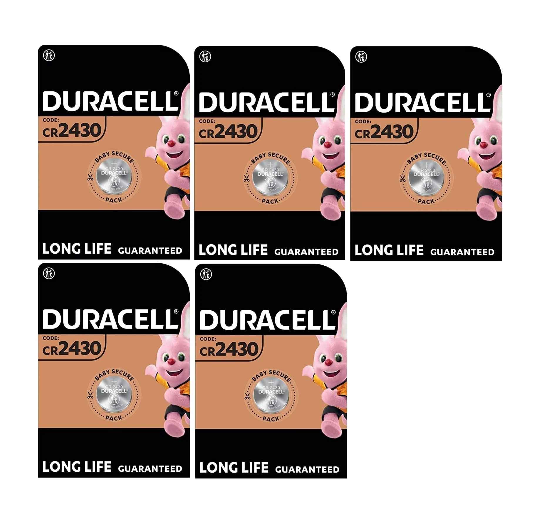 5X Duracell Cr 2430 Lithium (5 Blister Packs of 1 Battery) 5 Batteries