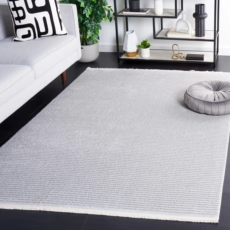 Safavieh Geometric Rug for Living Room Dining Room Bedroom - Whisper Collection, Short Pile, Grey, 152 x 229 cm