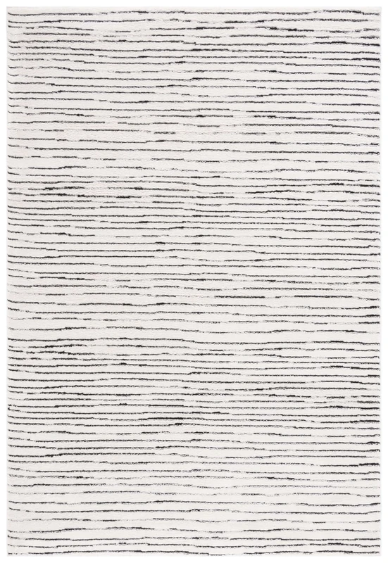 Safavieh Geometric Rug for Living Room, Dining Room, Bedroom - Melody Collection, Short Pile, in Ivory and Black, 152 X 229 cm