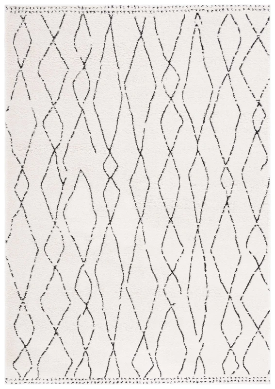 Safavieh Boho Rug for Living Room, Dining Room, Bedroom - Melody Collection, Short Pile, Ivory and Black, 122 x 183 cm - Image 1