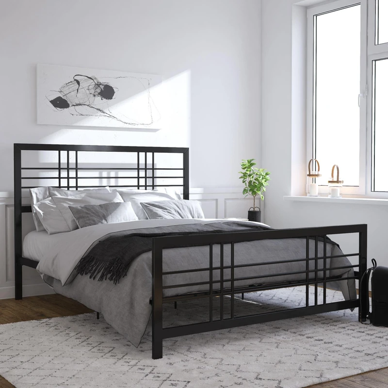 DHP Furniture Burbank Metal Bed Black Double