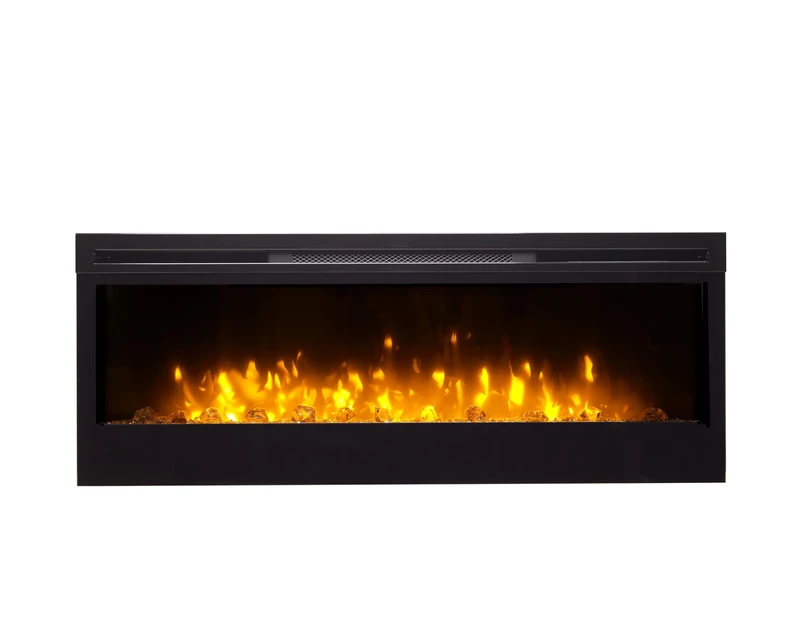 Dimplex Prism Optiflame Media Wall Fireplace, Wall Mounted, Recess, Built-In Electric Wall Fire with 1.1kW Fan Heater, Adjustable Brightness, 7 Colours, Run-Back Timer, Thermostat, 50" or 127cm