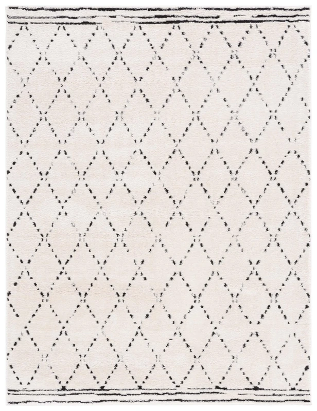 Safavieh Melody Collection Lattice Area Rug for Living Dining Room Bedroom Short Pile, Ivory Blue Area Rug (5'x90')