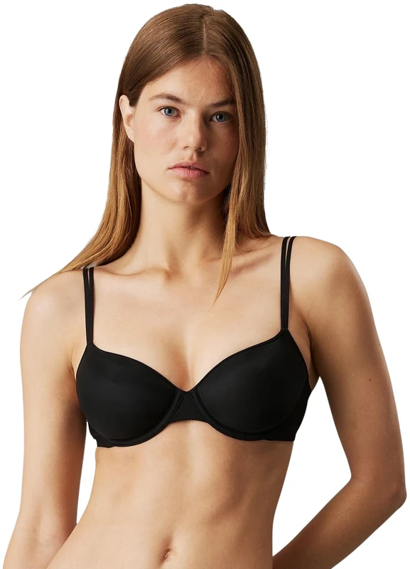 Calvin Klein Women's Lightly Lined Demi Plunge Underwire Bra, Black (Black), 36DD