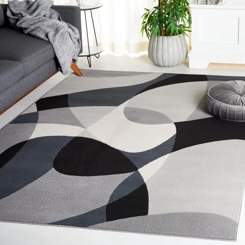 Safavieh Modern Rug for Living Room, Dining Room, Bedroom - Odyssey Collection, Short Pile, in Grey and Black, 244 X 305 cm