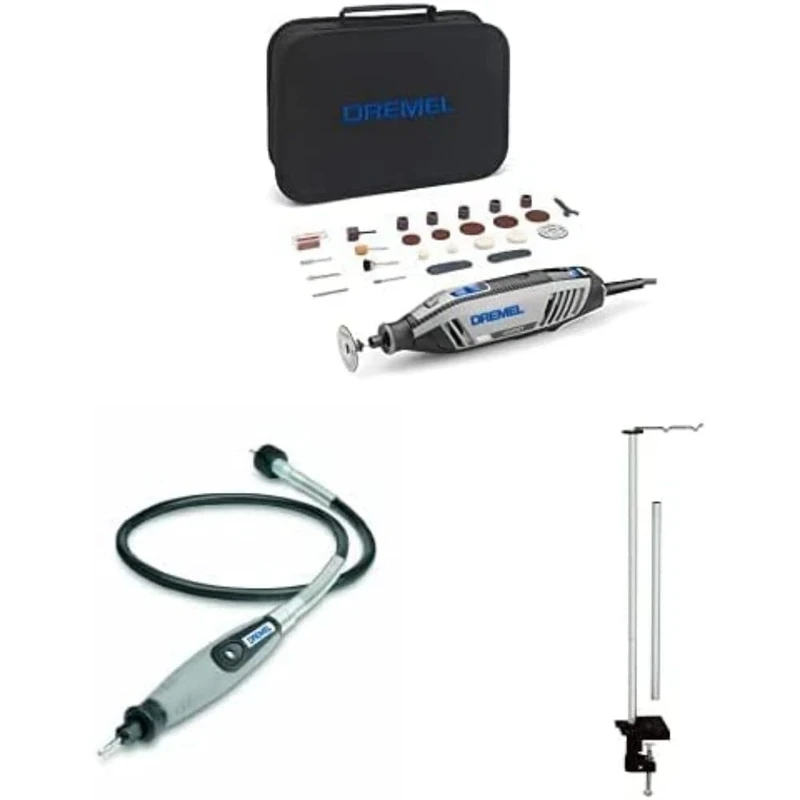 Dremel 4250 Rotary Tool 175 W, Multitool Kit with 35 Accessories, Dremel Flex-Shaft (225) and Dremel Rotary Tool Holder (2222) with Adjustable Height