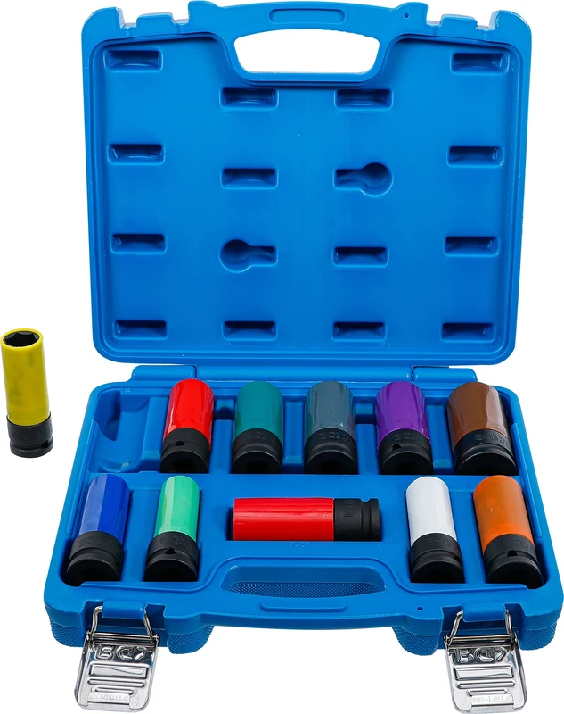 BGS 74254 | Protective Impact Socket Set | 12.5 mm (1/2") Drive | 15 - 27 mm and Special Wheel Nuts | 11 pcs.