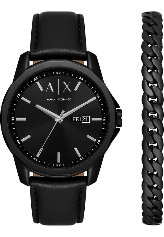 Armani Exchange Watch For Men, Quartz Movement and 44mm Case Size with Stainless steel, Leather or Silicone strap