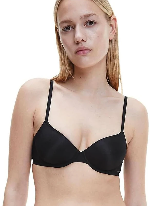 Calvin Klein Women's Lightly Lined Demi Plunge Underwire Bra, Black (Black), 34E