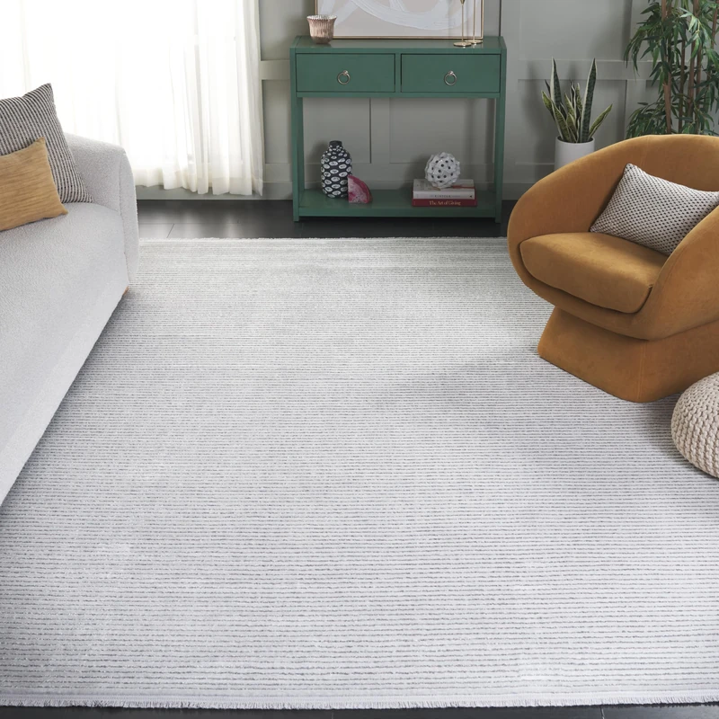 Safavieh Geometric Rug for Living Room, Dining Room, Bedroom - Whisper Collection, Short Pile, Grey, 244 x 305 cm - Image 1