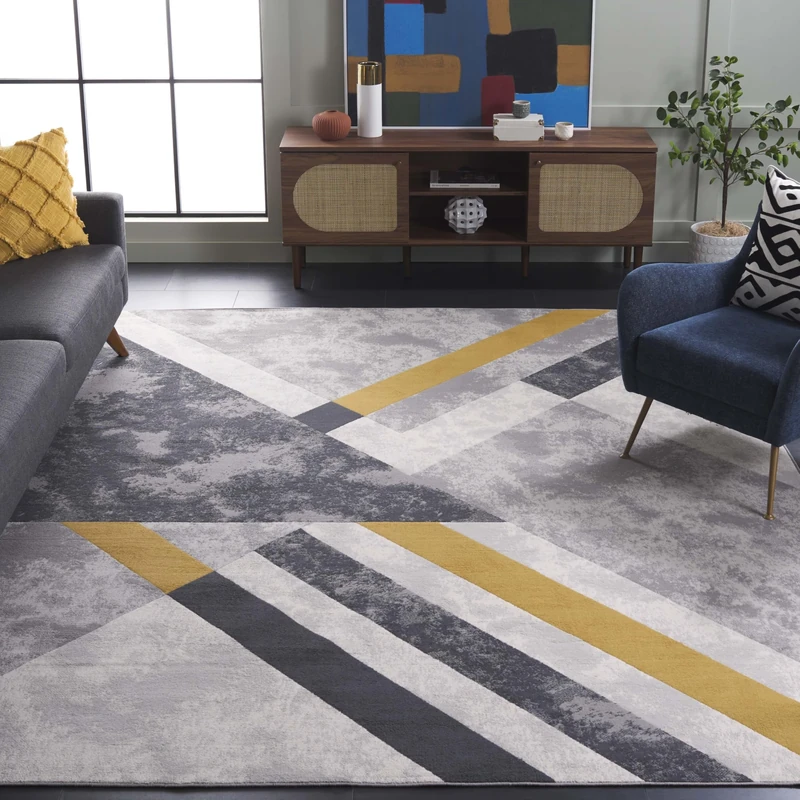 Safavieh Modern Rug for Living Room, Dining Room, Bedroom - Odyssey Collection, Short Pile, in Grey and Black, 244 X 305 cm