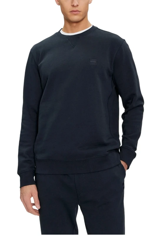BOSS Mens Westart Cotton-terry regular-fit sweatshirt with logo patch