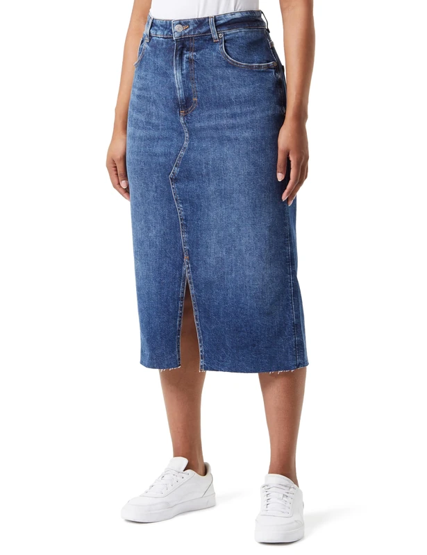 BOSS Women's C_Denim Skirt Midi, Open Blue469, 34