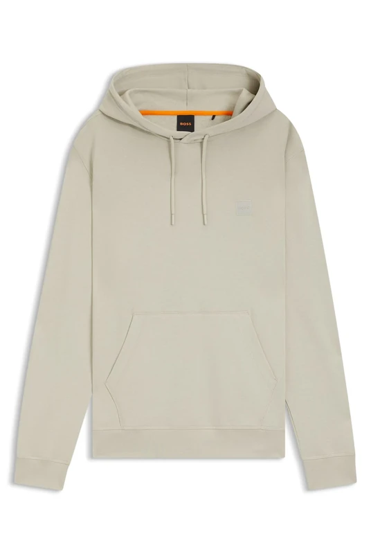 BOSS Mens Logo Patch Hoodie Light Beige L