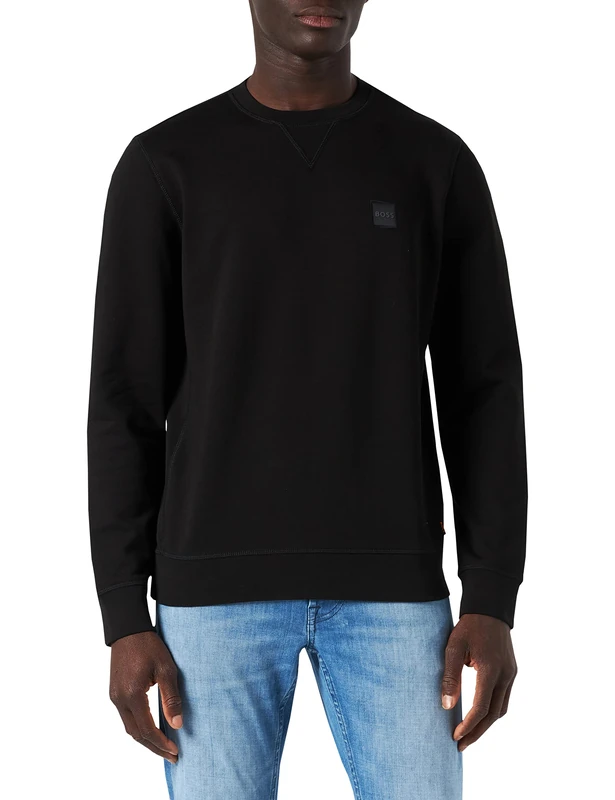 BOSS Mens Westart Cotton-terry relaxed-fit sweatshirt with logo patch