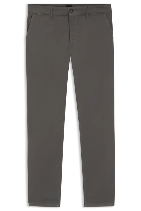 BOSS Mens Tapered Fit Chinos - Stretch-Cotton Satin