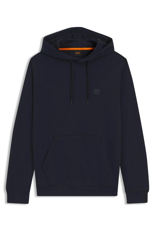 Boss Mens Logo Patch Hoodie Navy M