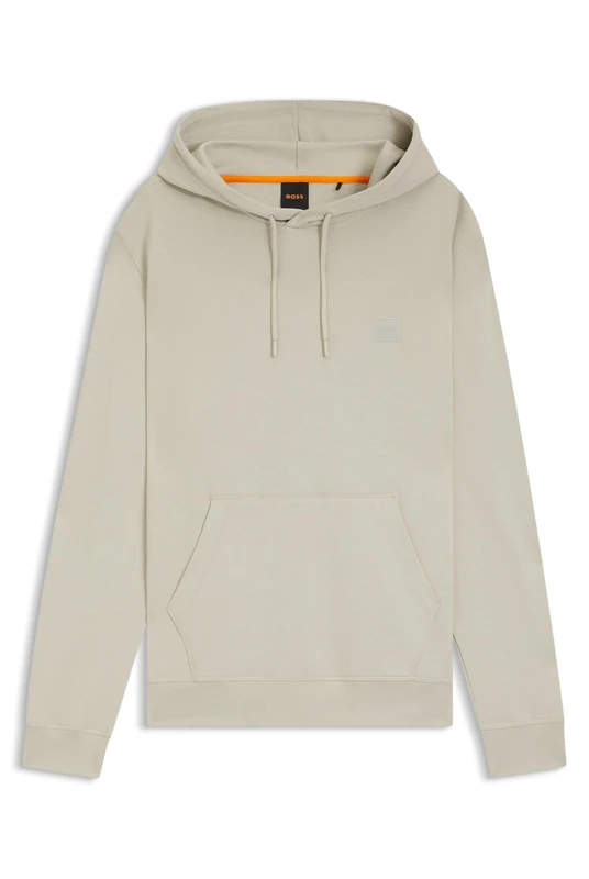 BOSS Mens Logo Patch Hoodie Light Beige S