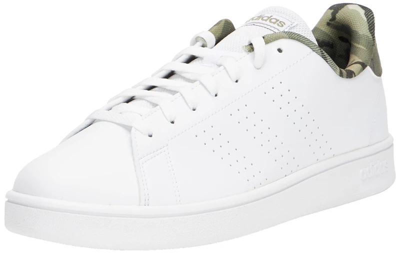 adidas Men's Advantage Base Shoes, Cloud White/Cloud White/Orbit Green, 7.5 UK
