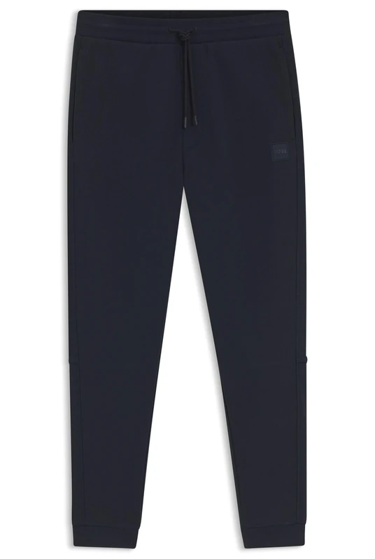 BOSS Mens Sestart Cotton-Terry Tracksuit Bottoms with Logo Patch